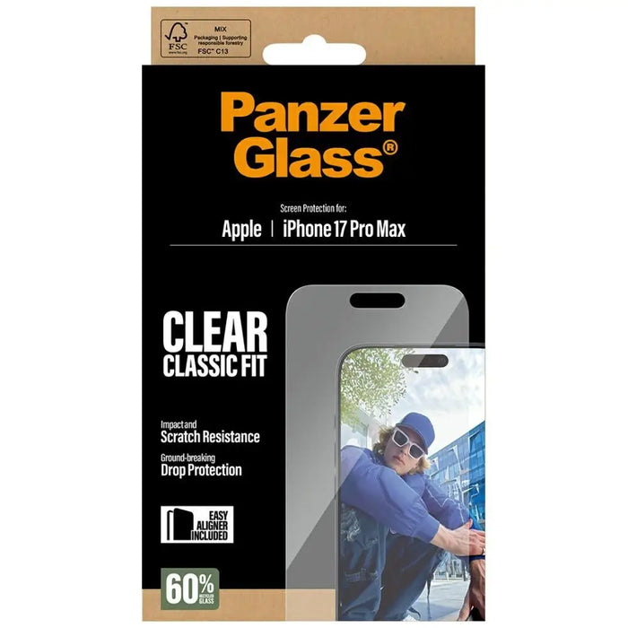 PanzerGlass Classic Fit EasyAligner Tempered Glass for iPhone 17 Pro Max - Cell phone tempered glass<<<HurtelXML
