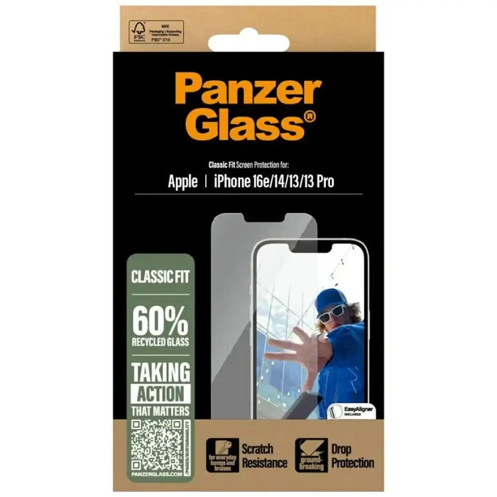 PanzerGlass Classic Fit Tempered Glass for iPhone 16e - Clear - Cell phone tempered glass<<<HurtelXML
