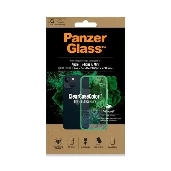 PanzerGlass ClearCase antibacterial Military Grade certified case for iPhone 13 mini - transparent green - Cell phone