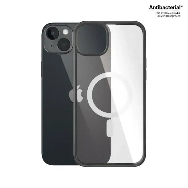 PanzerGlass ClearCase case with MagSafe antibacterial for iPhone 14 Plus / 15 Plus - transparent and black - Cell phone