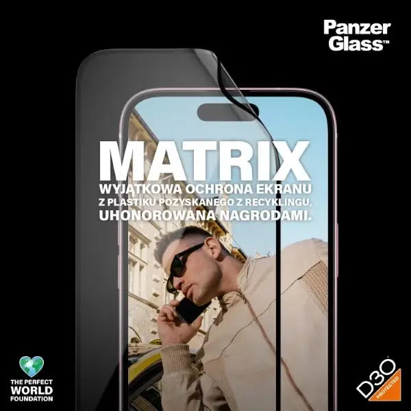 PanzerGlass Matrix Ultra-Wide-Fit hybrid glass for iPhone 15 with positioner - Cell phone tempered glass<<<HurtelXML