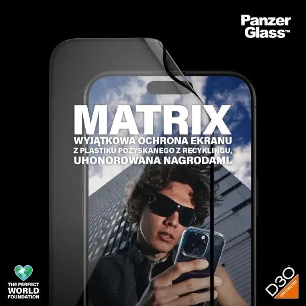 PanzerGlass Matrix Ultra-Wide-Fit hybrid glass for iPhone 15 Pro Max with positioner - Cell phone tempered