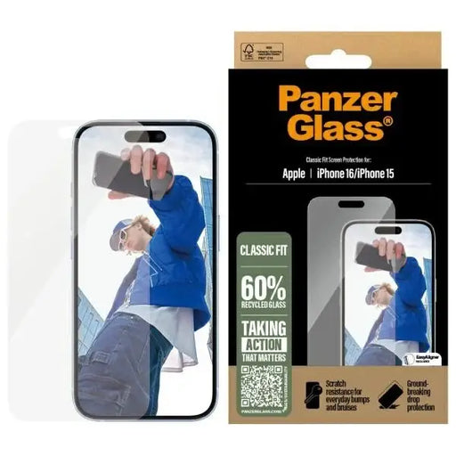 PanzerGlass Screen Protector iPhone 16 6.1’’ Classic Fit 2873 - Cell phone tempered glass<<<HurtelXML