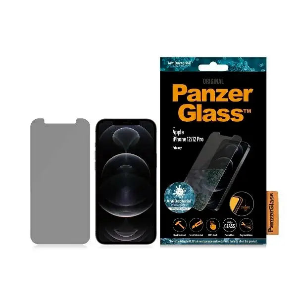 PanzerGlass Standard Super+ antibacterial privacy tempered glass for iPhone 12 / 12 Pro - Cell phone tempered