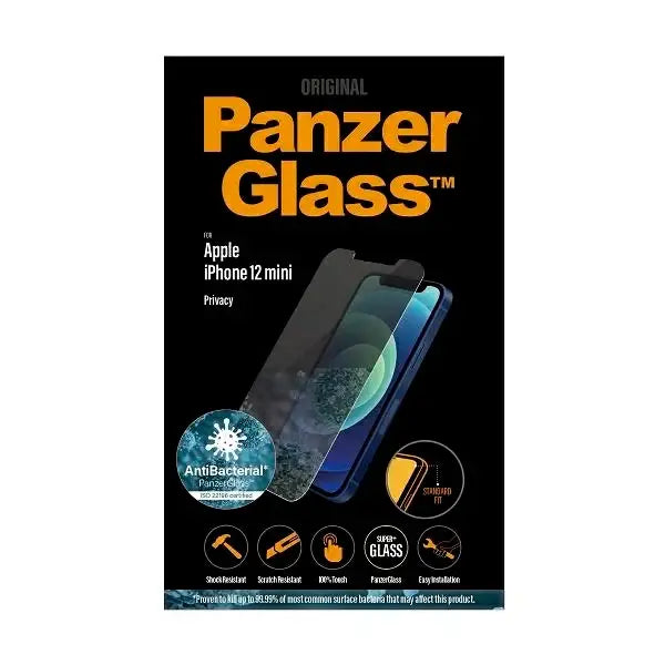 PanzerGlass Standard Super+ antibacterial privatizing tempered glass for iPhone 12 mini - Cell phone tempered