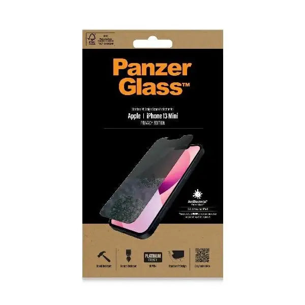 PanzerGlass Standard Super+ antibacterial privatizing tempered glass for iPhone 13 mini - Cell phone tempered
