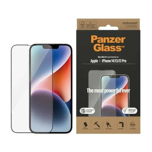 PanzerGlass Ultra-Wide Fit Tempered Glass Antibacterial Privacy with Positioner for iPhone 14/13 Pro/13 - Cell phone