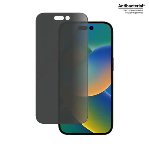 PanzerGlass Ultra-Wide Fit Tempered Glass Antibacterial Privacy with Positioner for iPhone 14 Pro - Cell phone tempered