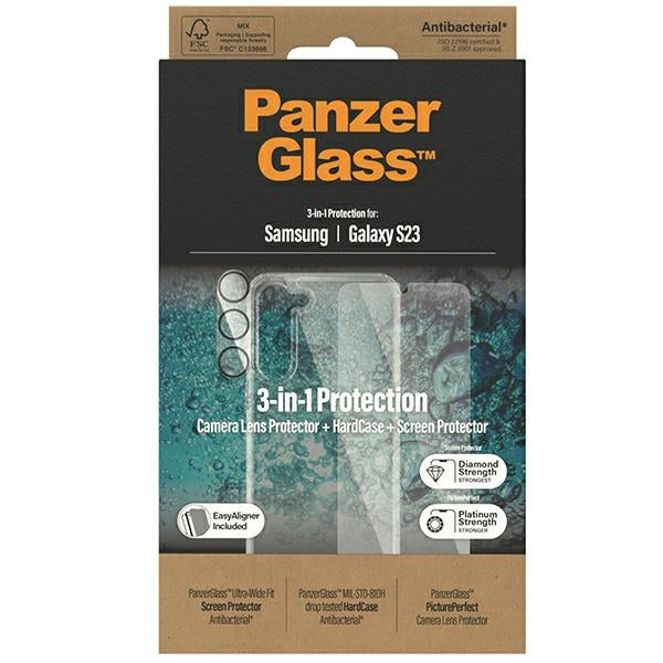 PanzerGlass Bundle 3in1 Transparent Case + Film + Camera Protector for Samsung Galaxy S23