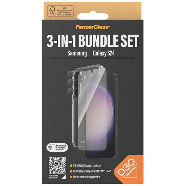 PanzerGlass Bundle 3in1 Transparent Case + Film + Camera Protector for Samsung Galaxy S24