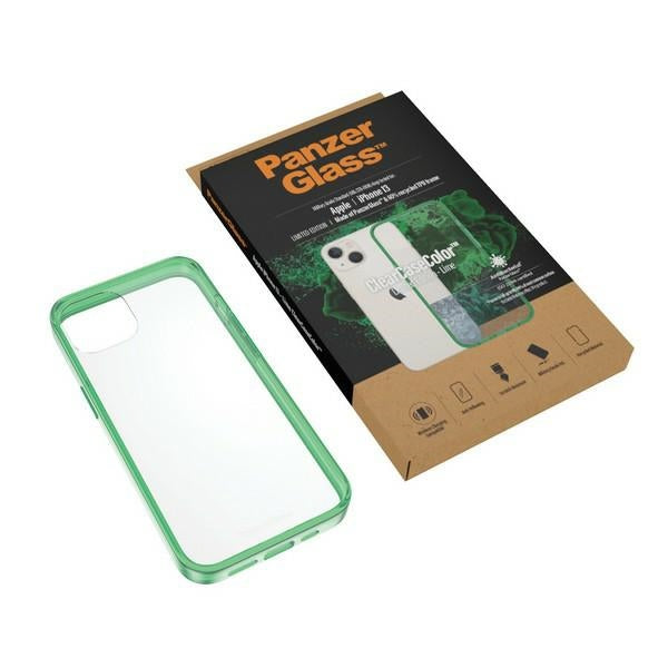 PanzerGlass ClearCase antibacterial case with Military Grade certificate for iPhone 13 / 14 / 15 - transparent green