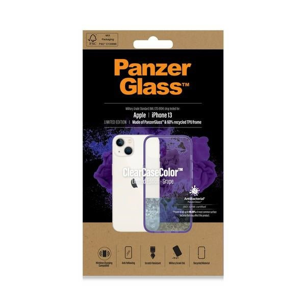 PanzerGlass ClearCase antibacterial case with Military Grade certificate for iPhone 13 / 14 / 15 - transparent purple