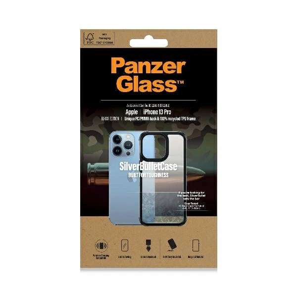 PanzerGlass ClearCase antibacterial Military Grade certified case for iPhone 13 Pro - transparent and black