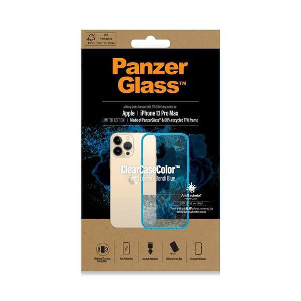PanzerGlass ClearCase Antibacterial Military Grade Certified Case for iPhone 13 Pro Max - Transparent Blue