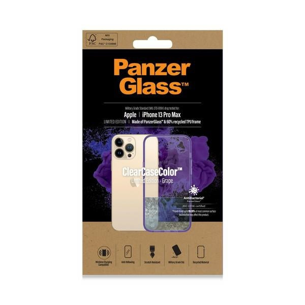 PanzerGlass ClearCase antibacterial Military Grade certified case for iPhone 13 Pro Max - transparent purple