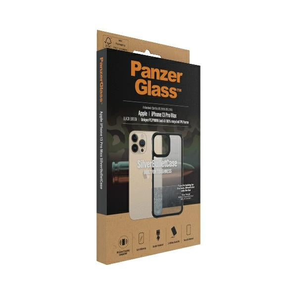 PanzerGlass ClearCase antibacterial Military Grade certified case for iPhone 13 Pro Max - transparent and black