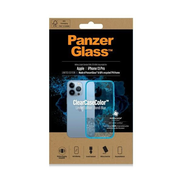 PanzerGlass ClearCase Antibacterial Military Grade Certified Case for iPhone 13 Pro - Transparent Blue