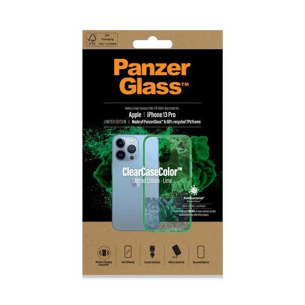 PanzerGlass ClearCase Antibacterial Military Grade Certified Case for iPhone 13 Pro - Transparent Green