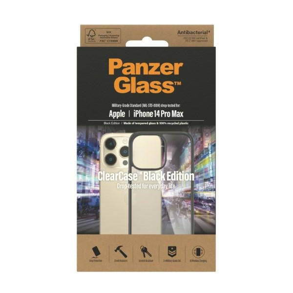 PanzerGlass ClearCase antibacterial case for iPhone 14 Pro Max - transparent and black