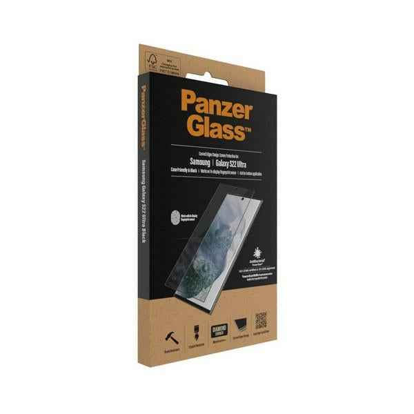 PanzerGlass E2E Microfracture antibacterial glass for Samsung Galaxy S22 Ultra - with black frame