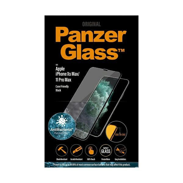 PanzerGlass E2E Super+ antibacterial tempered glass for iPhone XS Max / 11 Pro Max - with black frame