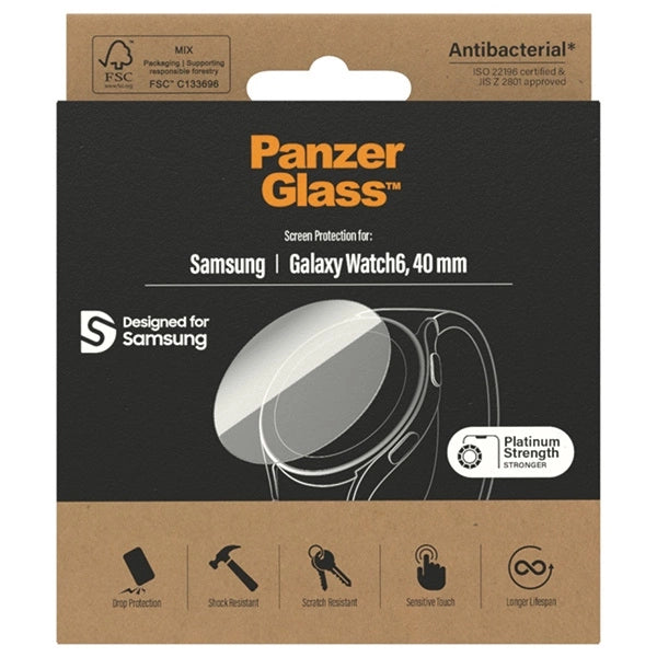 Antibacterial PanzerGlass Screen Protector for Samsung Galaxy Watch 6 40 mm