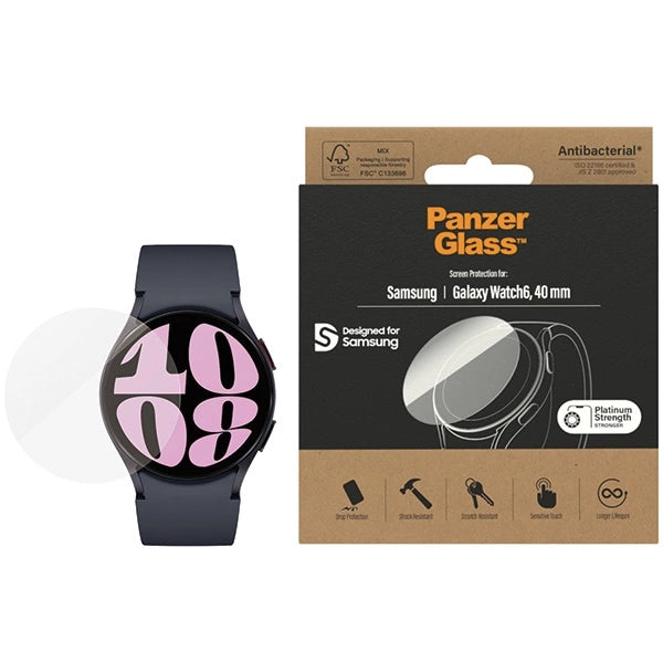 Antibacterial PanzerGlass Screen Protector for Samsung Galaxy Watch 6 40 mm