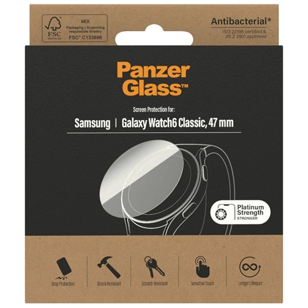 PanzerGlass Screen Protector antibacterial glass for Samsung Galaxy Watch 6 Classic 47 mm