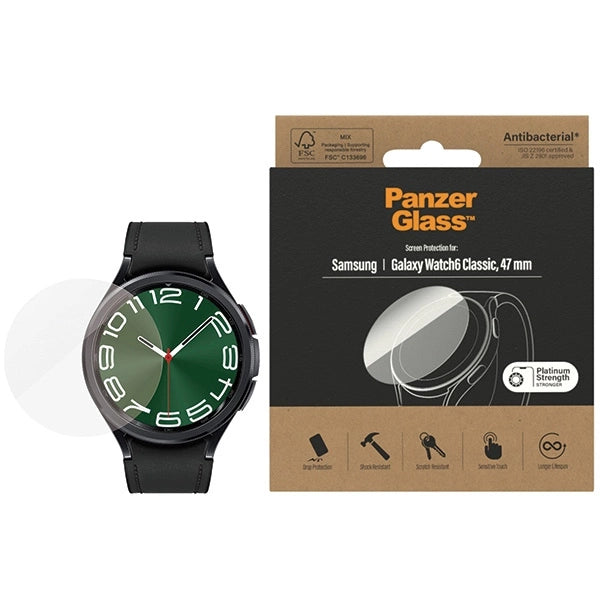 PanzerGlass Screen Protector antibacterial glass for Samsung Galaxy Watch 6 Classic 47 mm