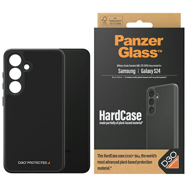 PanzerGlass HardCase with D3O® Bio and Military Grade Certification for Samsung Galaxy S24 - Transparent and Black