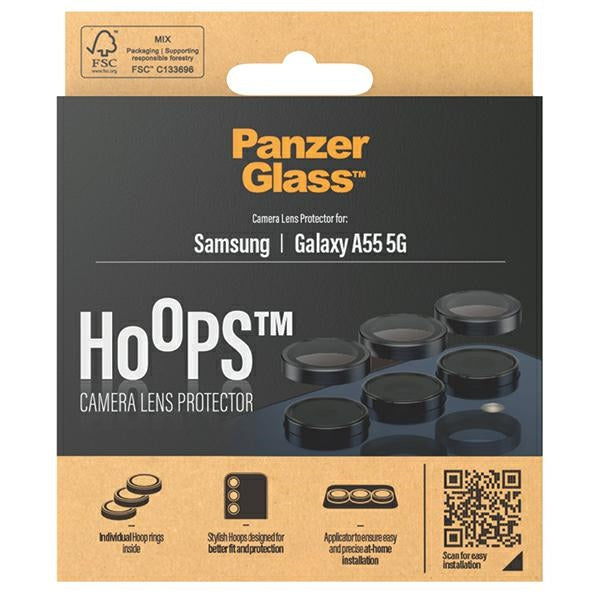 PanzerGlass Hoops Camera Protection for Samsung Galaxy A55 5G - with Black Frame