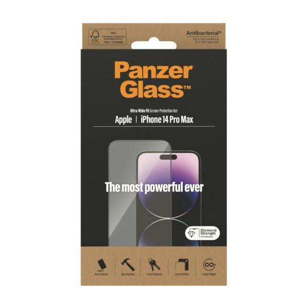 PanzerGlass Ultra-Wide Fit antibacterial tempered glass for iPhone 14 Pro Max