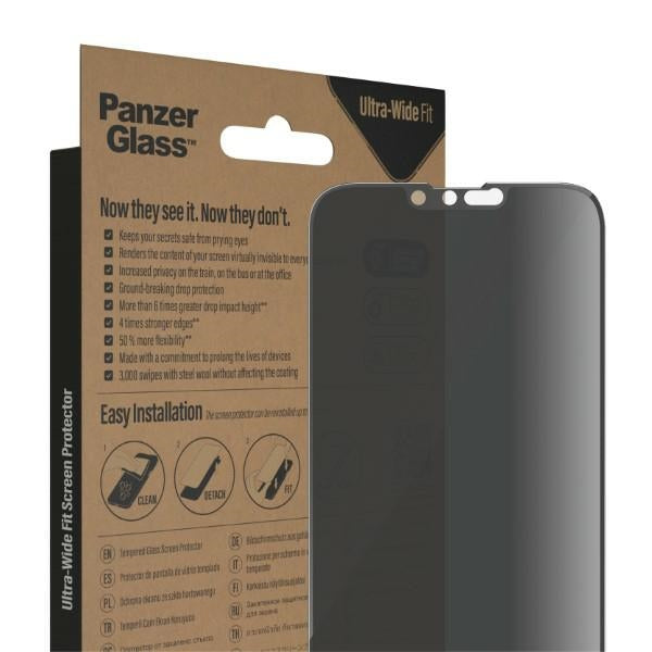 PanzerGlass Ultra-Wide Fit Tempered Glass Antibacterial Privacy for iPhone 14 Plus/13 Pro Max