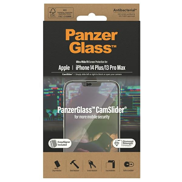 PanzerGlass Ultra-Wide Fit antibacterial tempered glass with camera cover and positioner iPhone 14 Plus / 13 Pro Max