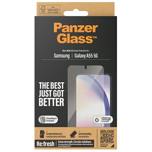 PanzerGlass Ultra-Wide Fit tempered glass with positioner for Samsung Galaxy A55 5G
