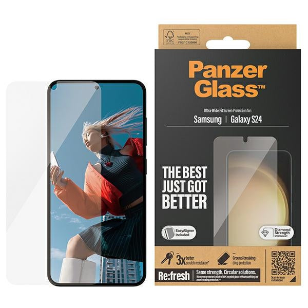 PanzerGlass Ultra-Wide Fit tempered glass with applicator for Samsung Galaxy S24