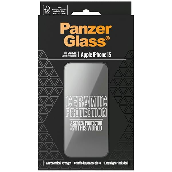 PanzerGlass Ceramic Protection ceramic glass for iPhone 15 with positioner