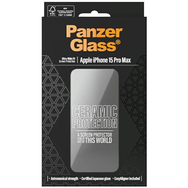 PanzerGlass Ceramic Protection ceramic glass for iPhone 15 Pro Max with positioner