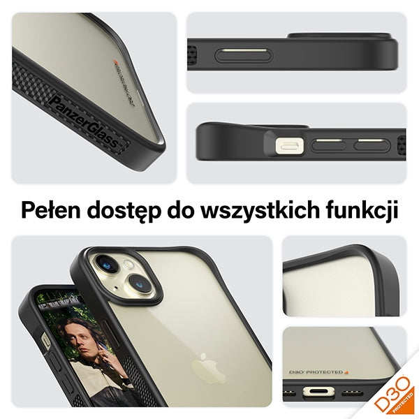 PanzerGlass ClearCase Case for iPhone 15 Plus / 14 Plus with Military Grade Certification - Clear &amp; Black