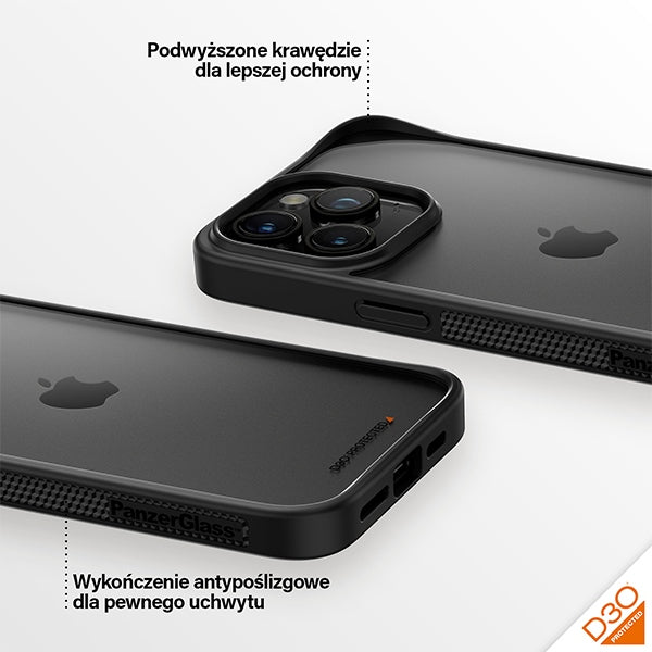 PanzerGlass ClearCase Case for iPhone 15 Pro Max with Military Grade Certification - Transparent and Black