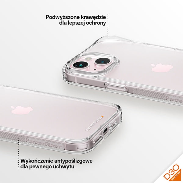 PanzerGlass HardCase with D3O and Military Grade Certification for iPhone 15/14/13 - Transparent