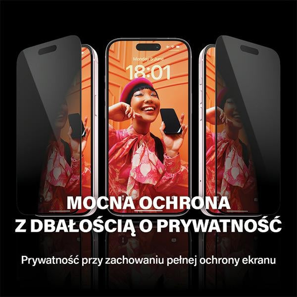 PanzerGlass Privacy Bundle 3in1 transparent case + privacy glass + camera cover for iPhone 15
