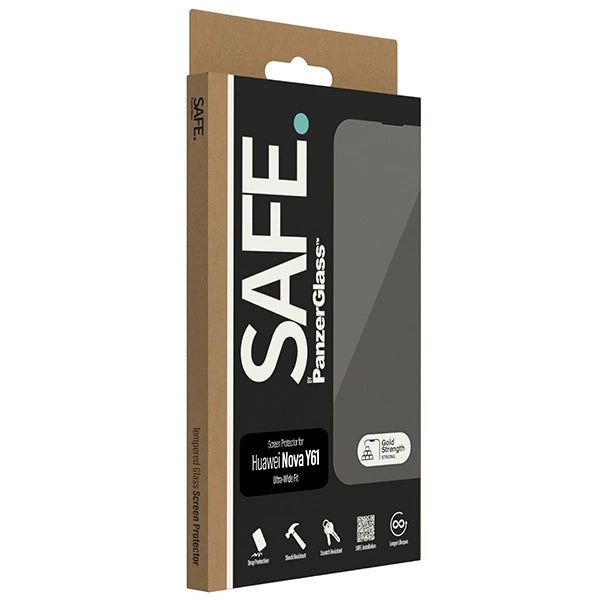 SAFE by PanzerGlass Ultra-Wide Fit tempered glass on Huawei nova Y61
