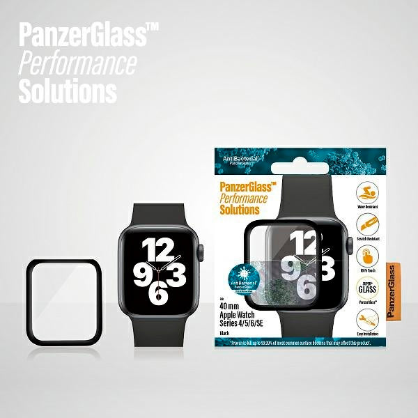 PanzerGlass Curved Antibacterial Tempered Glass for Apple Watch 4/5/6/SE - 40mm - Black
