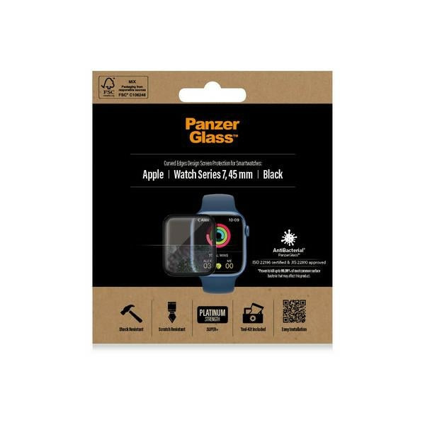 PanzerGlass Curved Tempered Glass for Apple Watch 7 45mm - Black