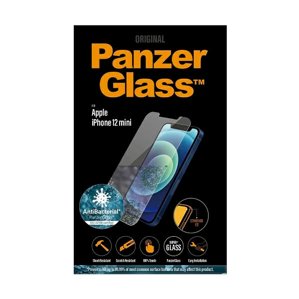 Tempered glass PanzerGlass Standard Super+ antibacterial for iPhone 12 Mini
