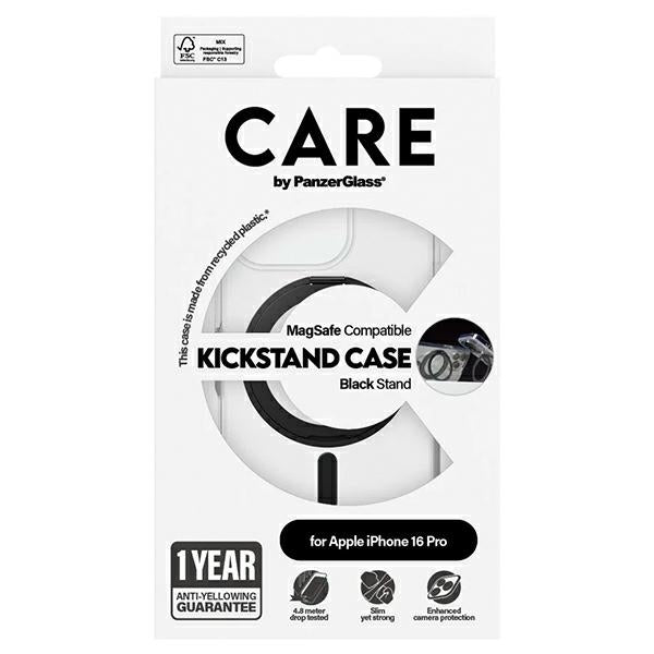 CARE by PanzerGlass Feature Kickstand Case iPhone 16 Pro 6.3" black/black MagSafe 1322