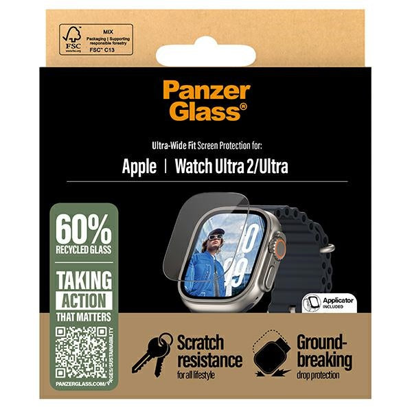 PanzerGlass Ultra-Wide Fit Ultra Screen Protection Tempered Glass for Apple Watch Ultra 2 - Clear