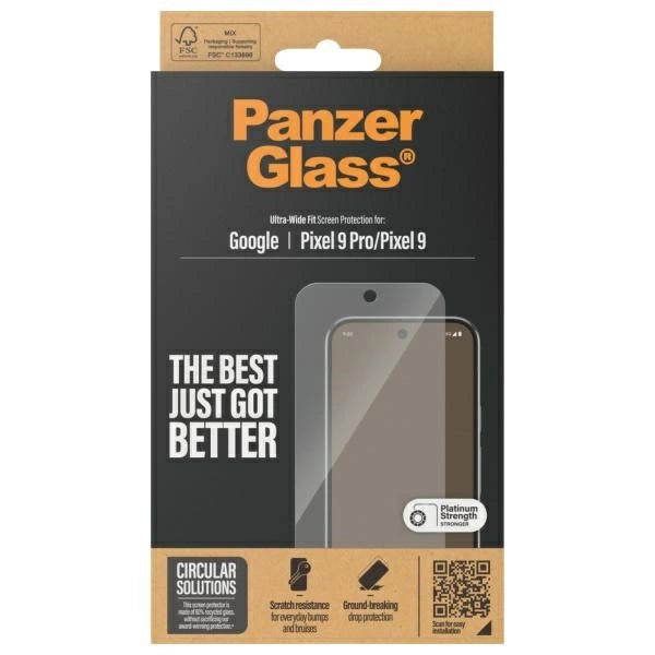 PanzerGlass Ultra-Wide Fit Screen Protection Tempered Glass for Google Pixel 9 / 9 Pro - Clear