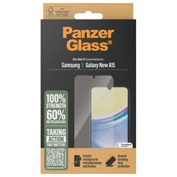 PanzerGlass Screen Protection Ultra-Wide Fit Tempered Glass for Samsung Galaxy A16 / A16 5G